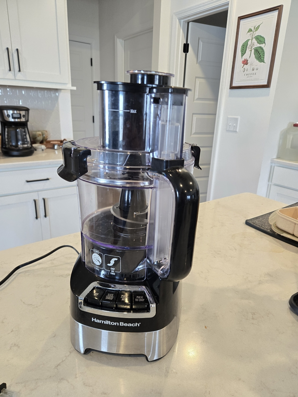 Hamilton Beach Black and Silver Compact Food Processor w/ Clear Bowl Never Used
